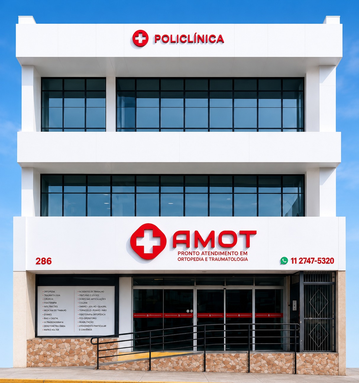 Fachada da AMOT Policlínica